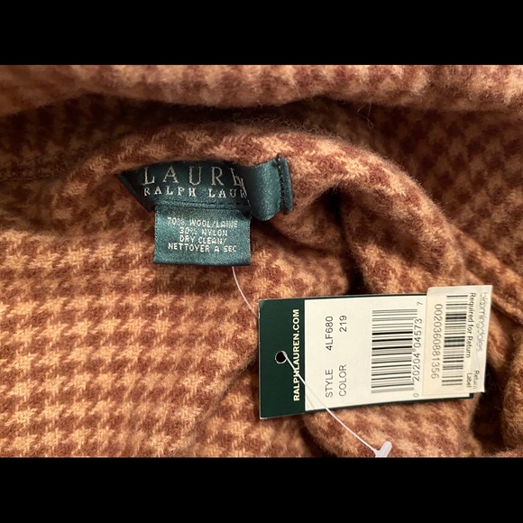 RALPH LAUREN NWT Houndstooth Cape OSFM 2 leather buckle snaps - Picture 5 of 8